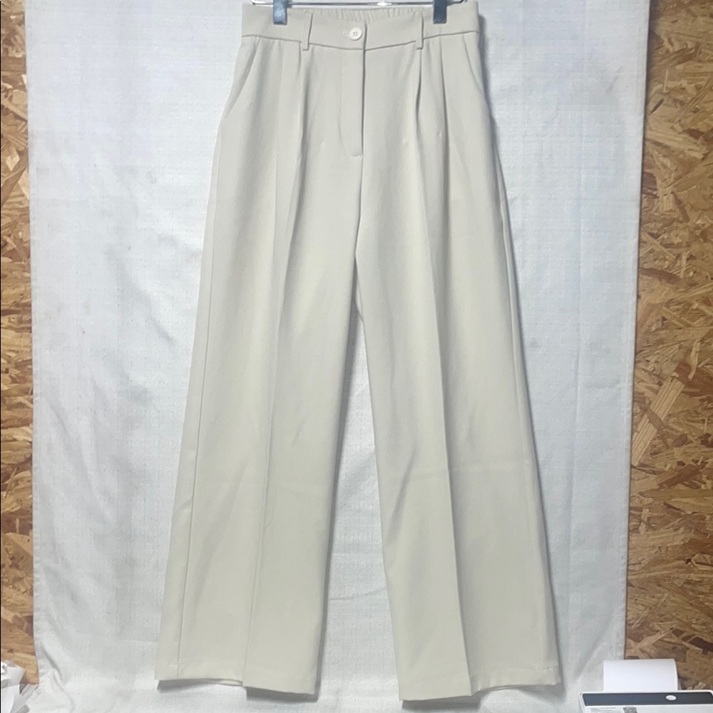 Elegant Cream Wide-Leg Trousers